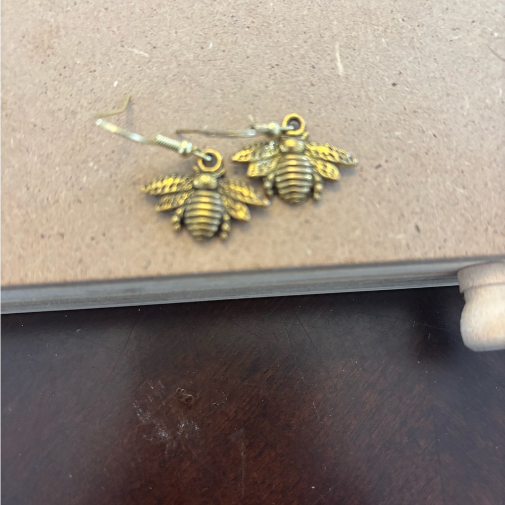 Gold Bee Dangle Earrings - Women's Jewelry